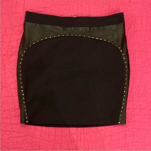 Flavio Castellani genuine leather Black Studded Women's mini  Skirt, S
